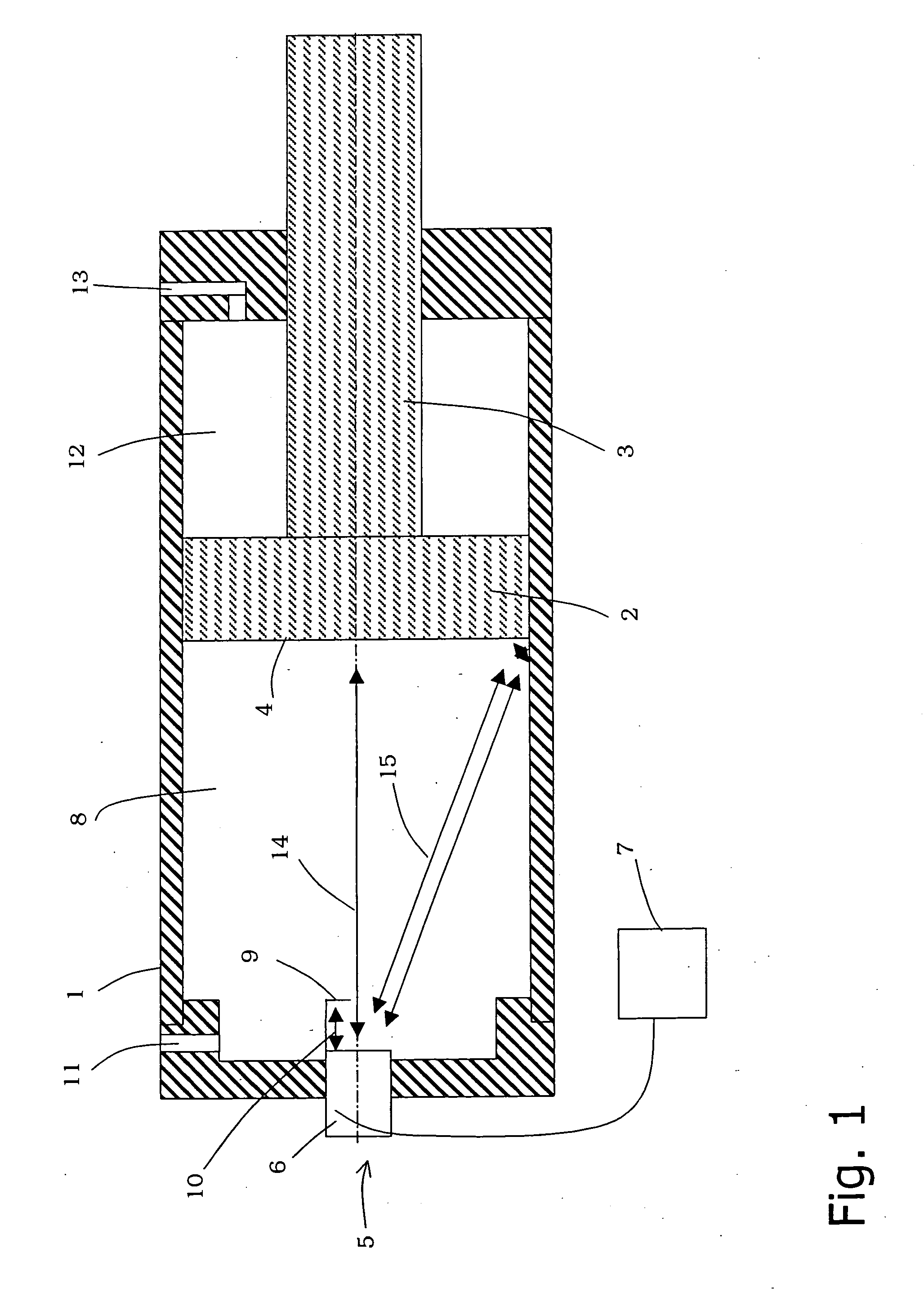 Device for determining the position of a piston in a cylinder