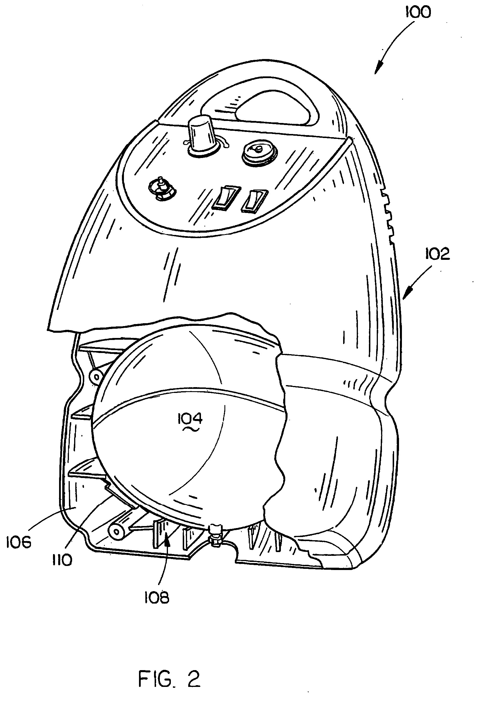 Air compressor enclosed in shroud having tab isolator