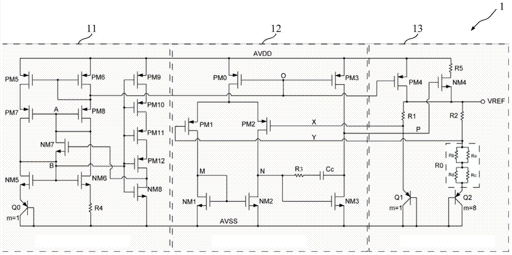 NMOS drive output band-gap reference circuit