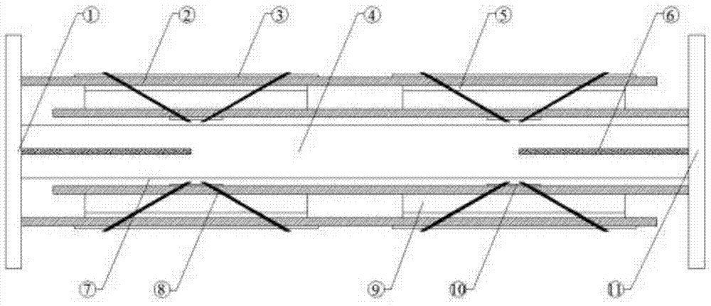 A shape memory alloy strand self-resetting friction anti-buckling support