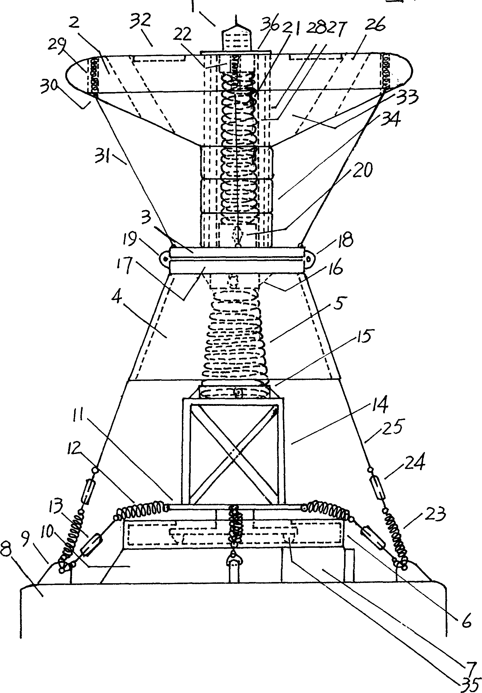 Light flexible navigation mark with spring floating stand without climbing height