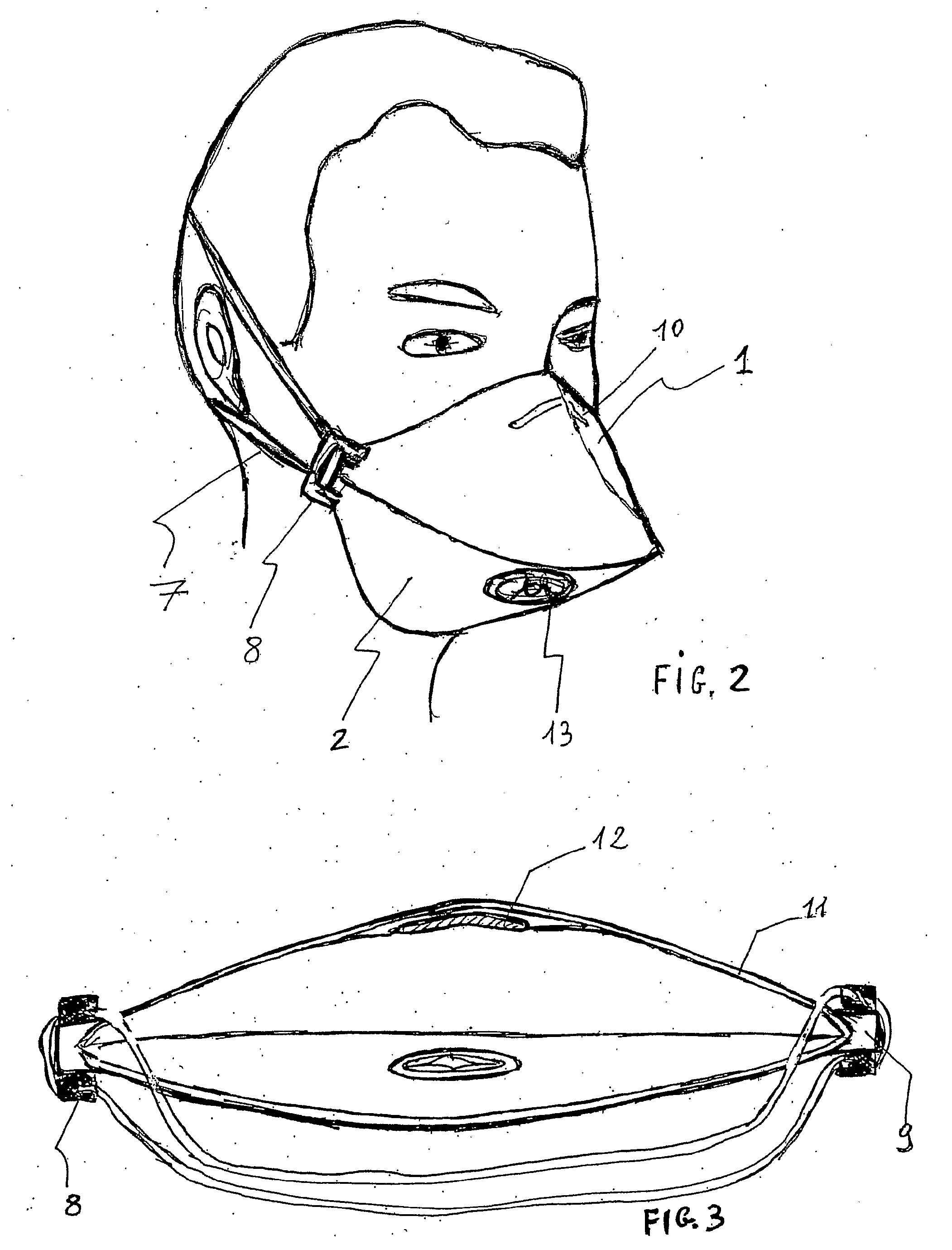 Protective mask against biological agents made of two parts