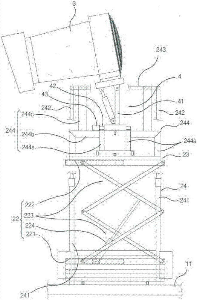 Apparatus for lifting air-blowing sprayer for pest control vehicle