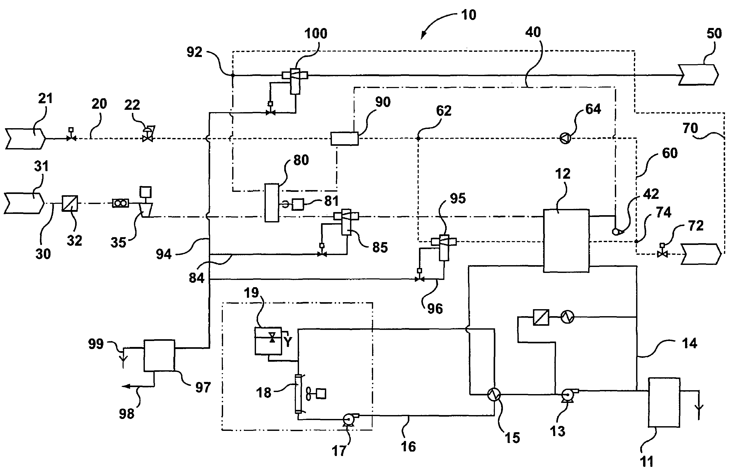 System and method for management of gas and water in fuel cell system