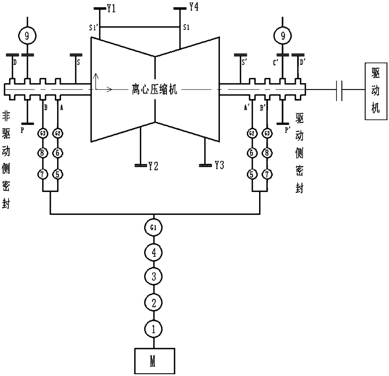 Seal performance detecting method and device for double end face dry gas seal of centrifugal compressor