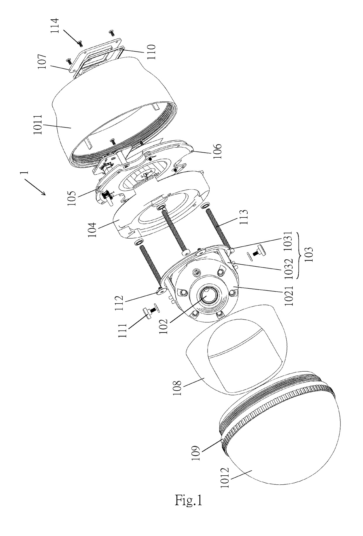 Camera apparatus with breathing light of ring-like structure