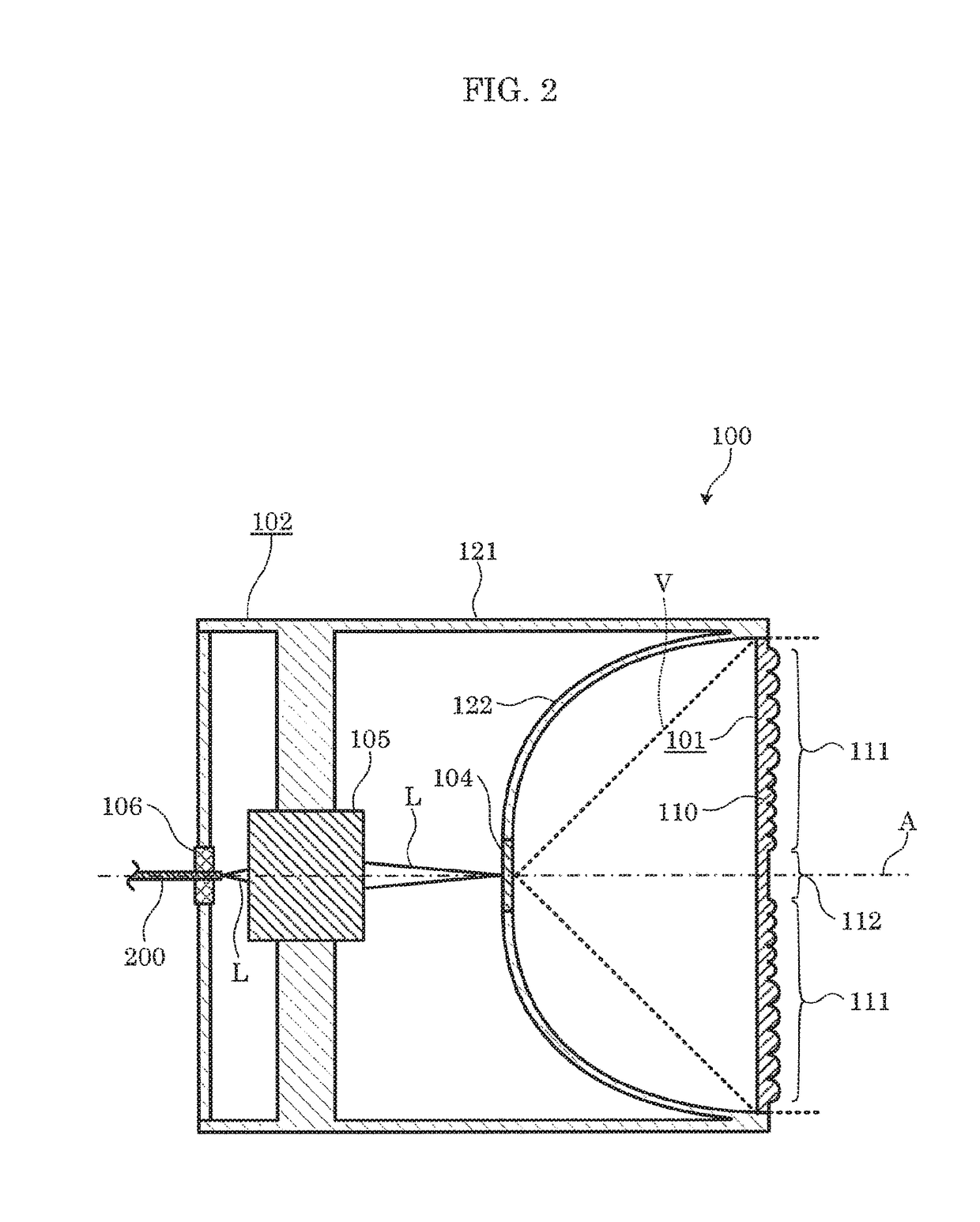 Lighting apparatus with lens having safety light-dispersing structures
