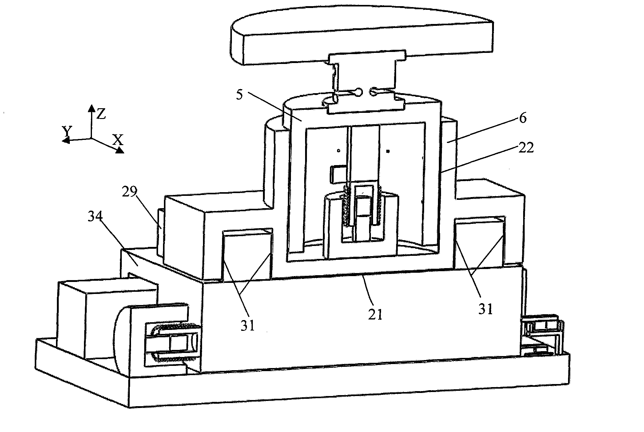 Zero-rigidity vibration isolator of double-layer air-flotation orthogonal decoupling and two-dimensional flexible hinge angle decoupling