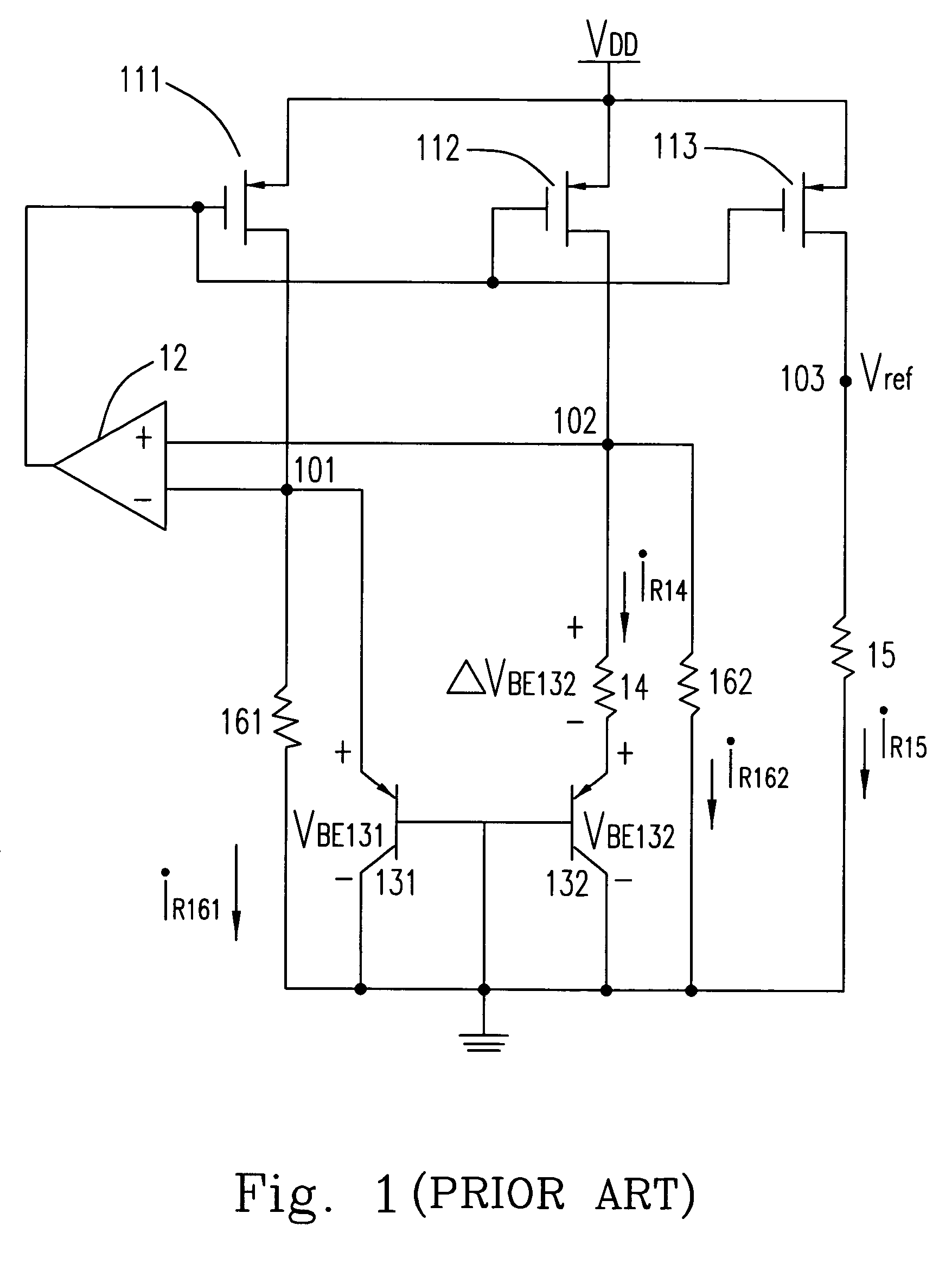 Low-power bandgap reference circuits having relatively less components