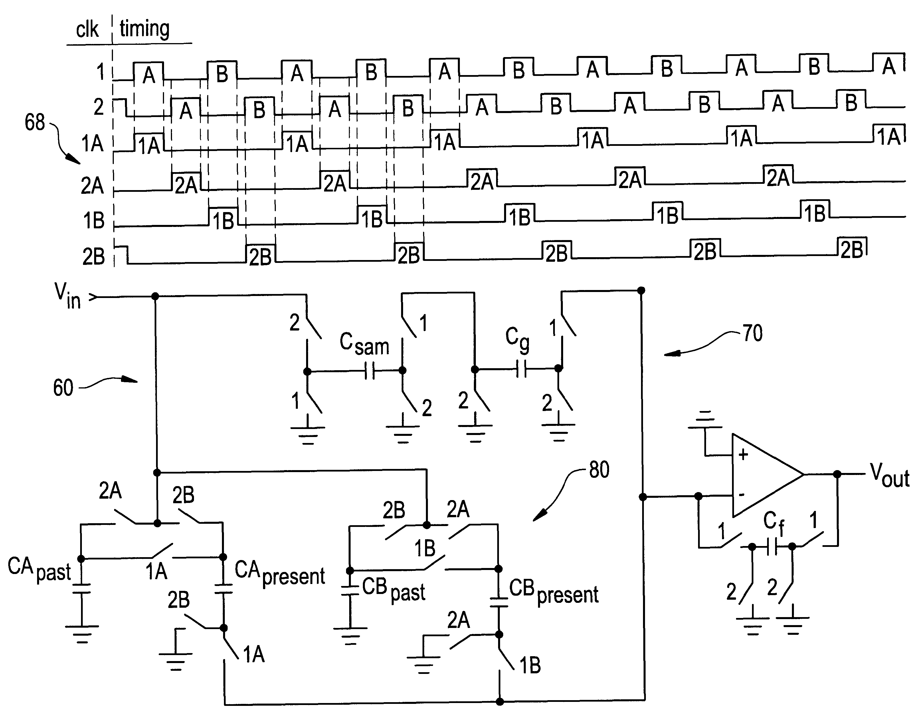 Passive sample and hold in an active switched capacitor circuit