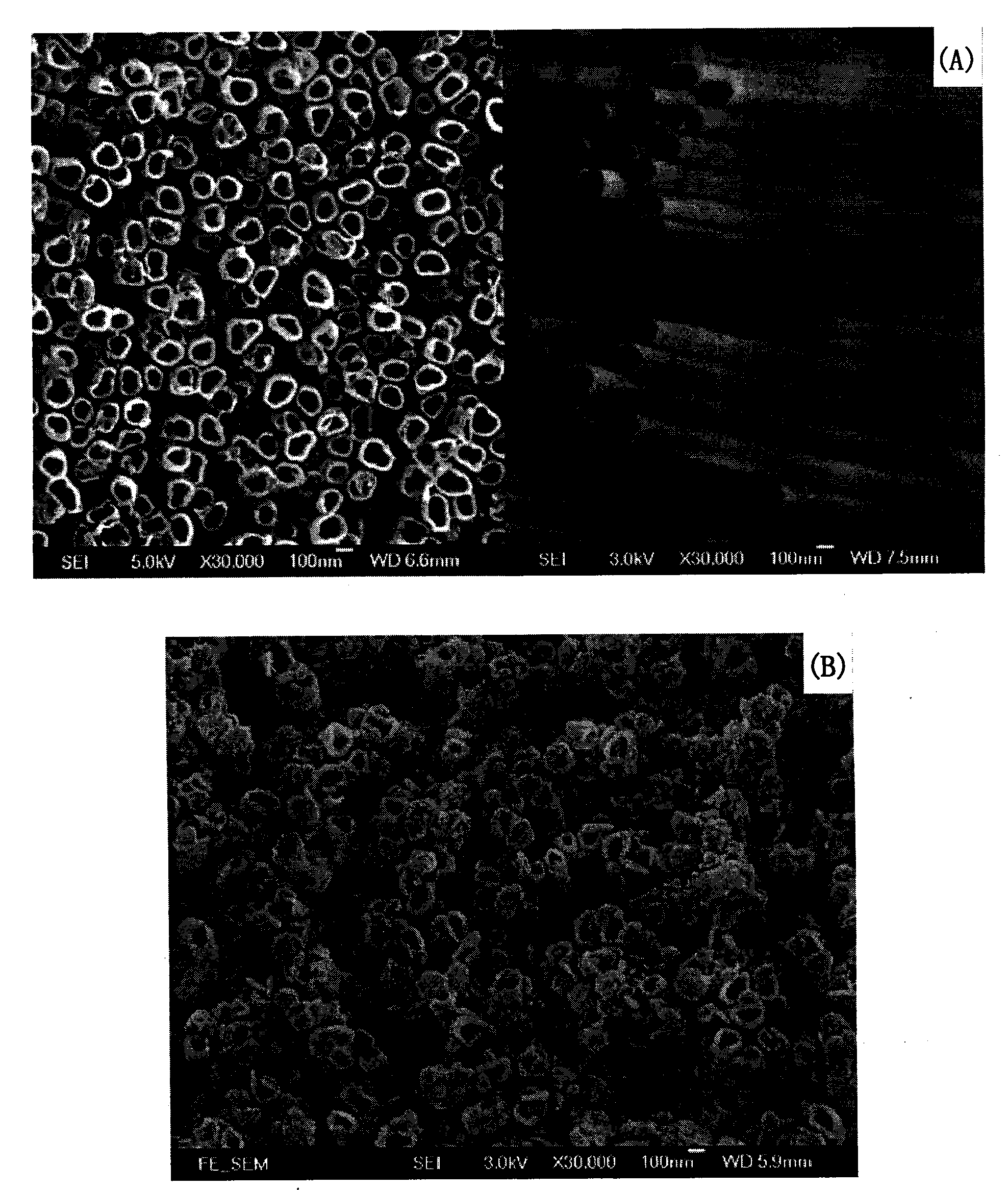 Ordered nano-tube array structure electrode material, preparation method and stored energy application
