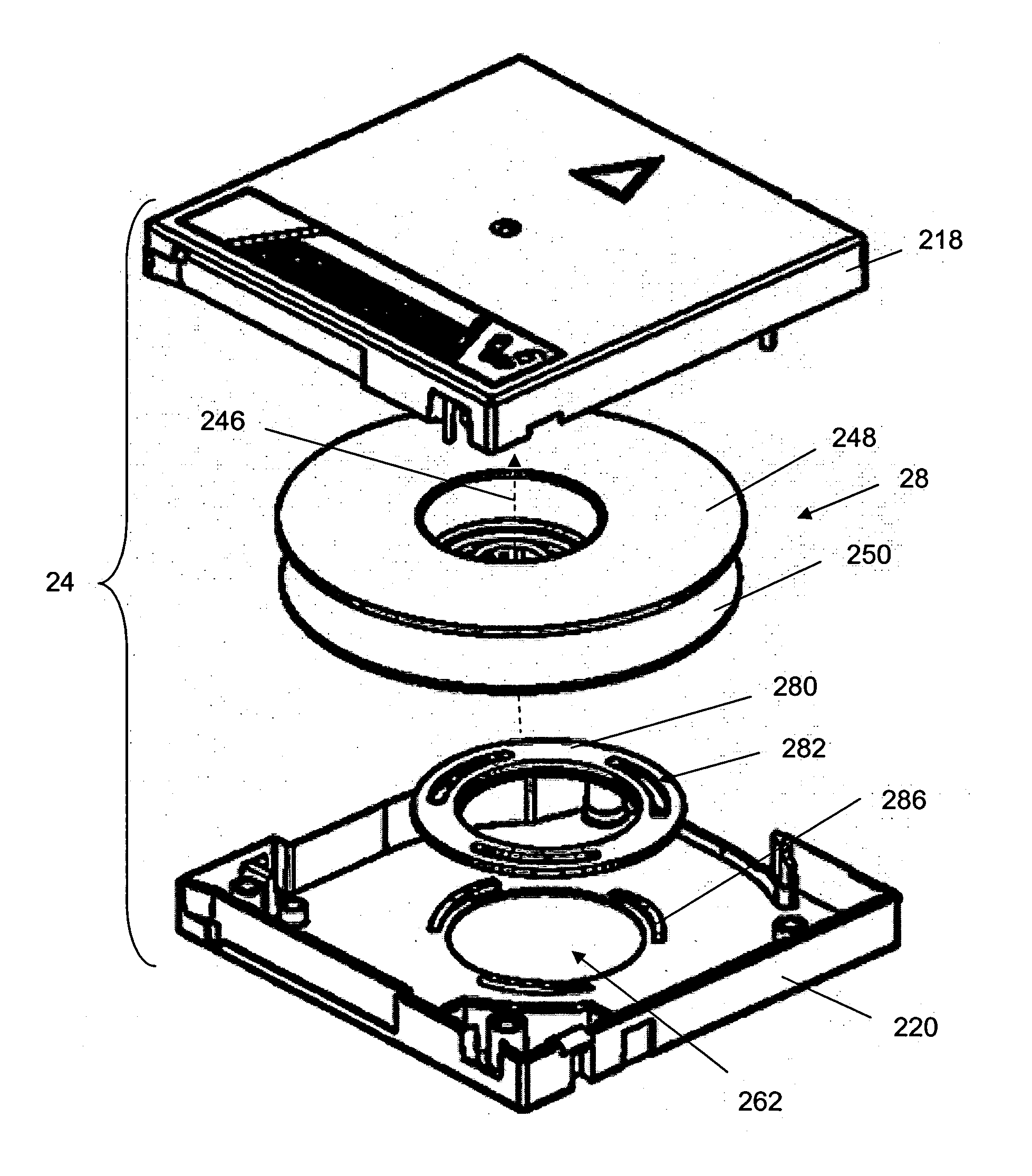 Integrated reel locking device for media cartridge and associated methods of manufacture