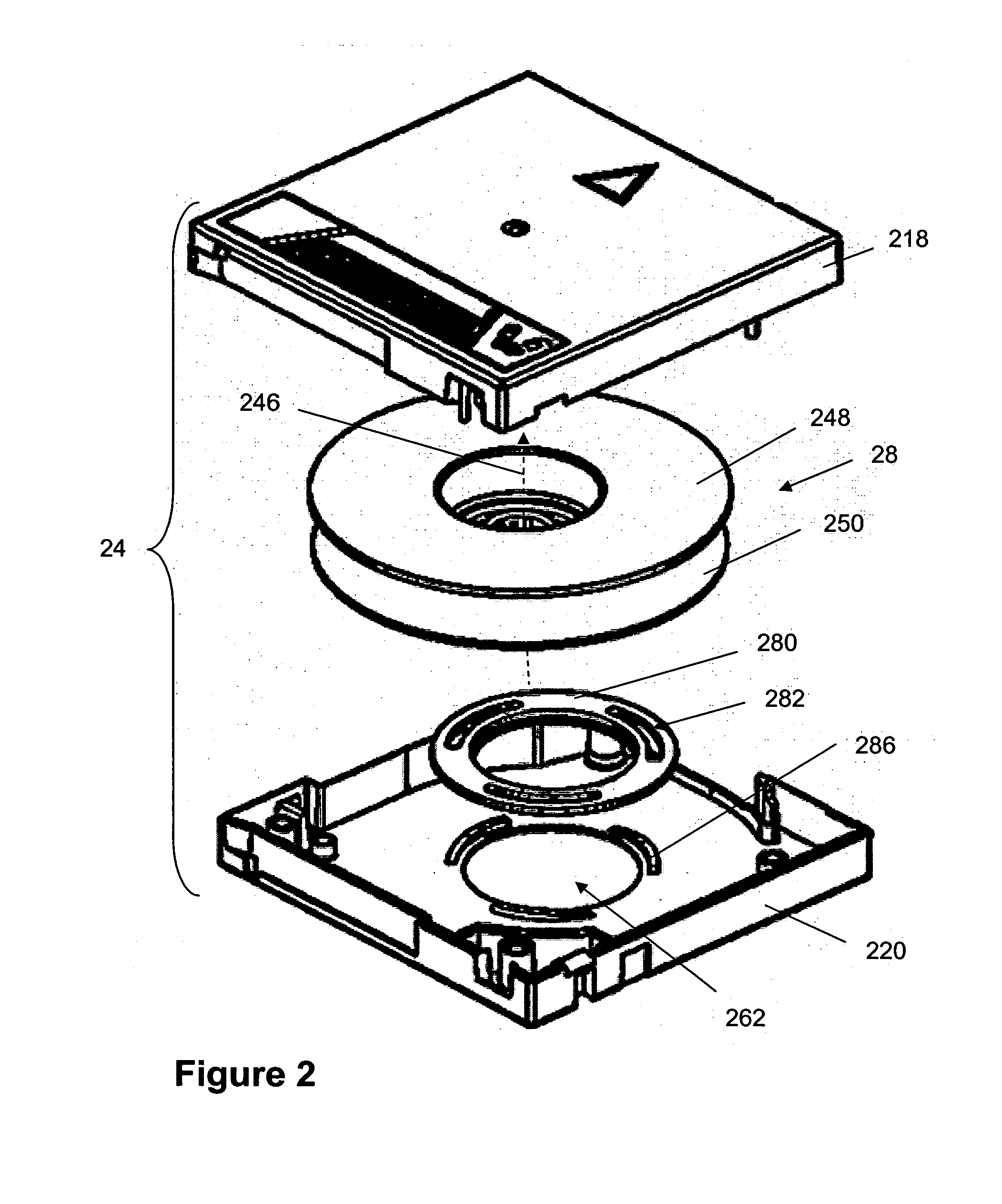 Integrated reel locking device for media cartridge and associated methods of manufacture