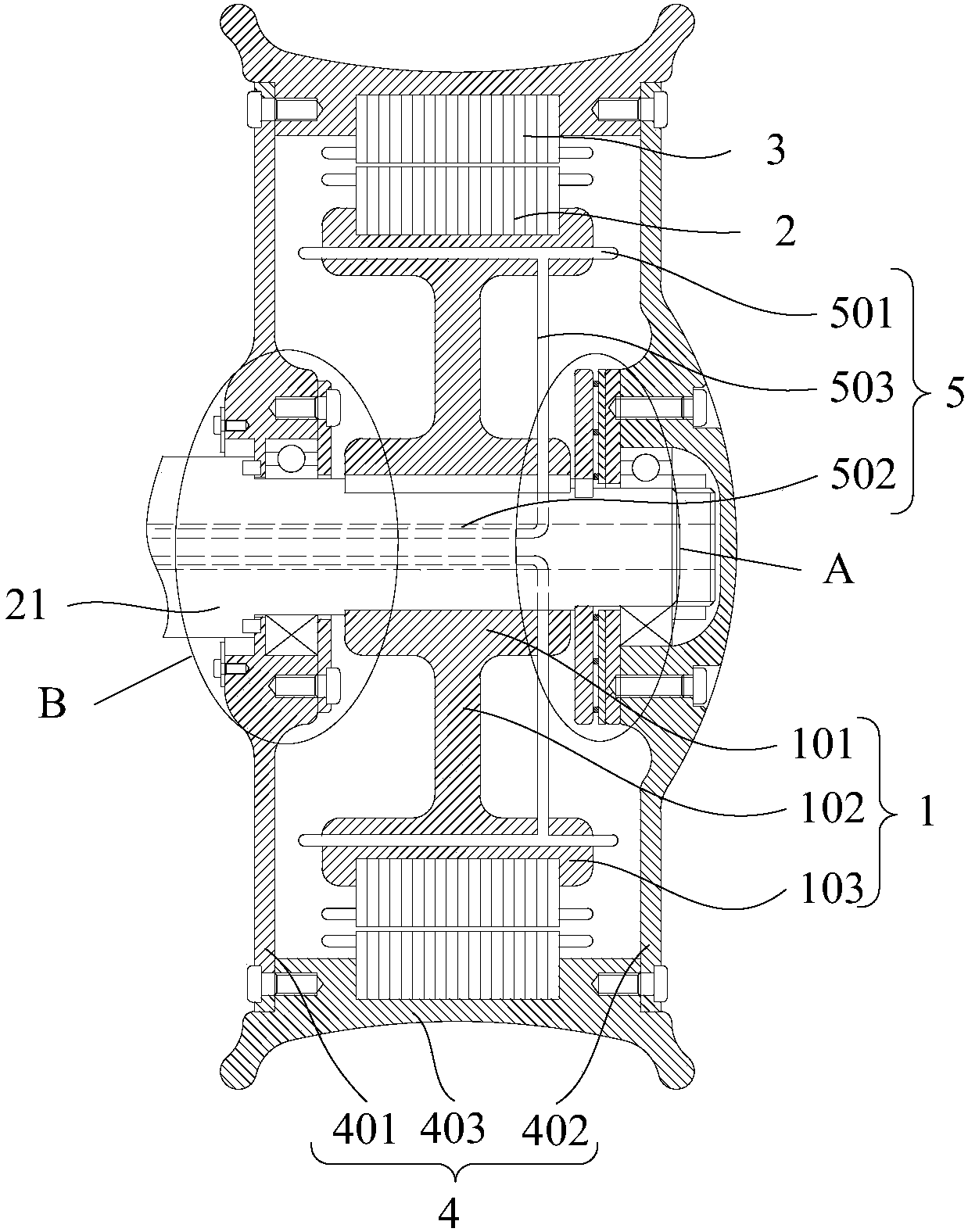 Electric drive and power-generating integrated outer-rotor hub device and electric vehicle