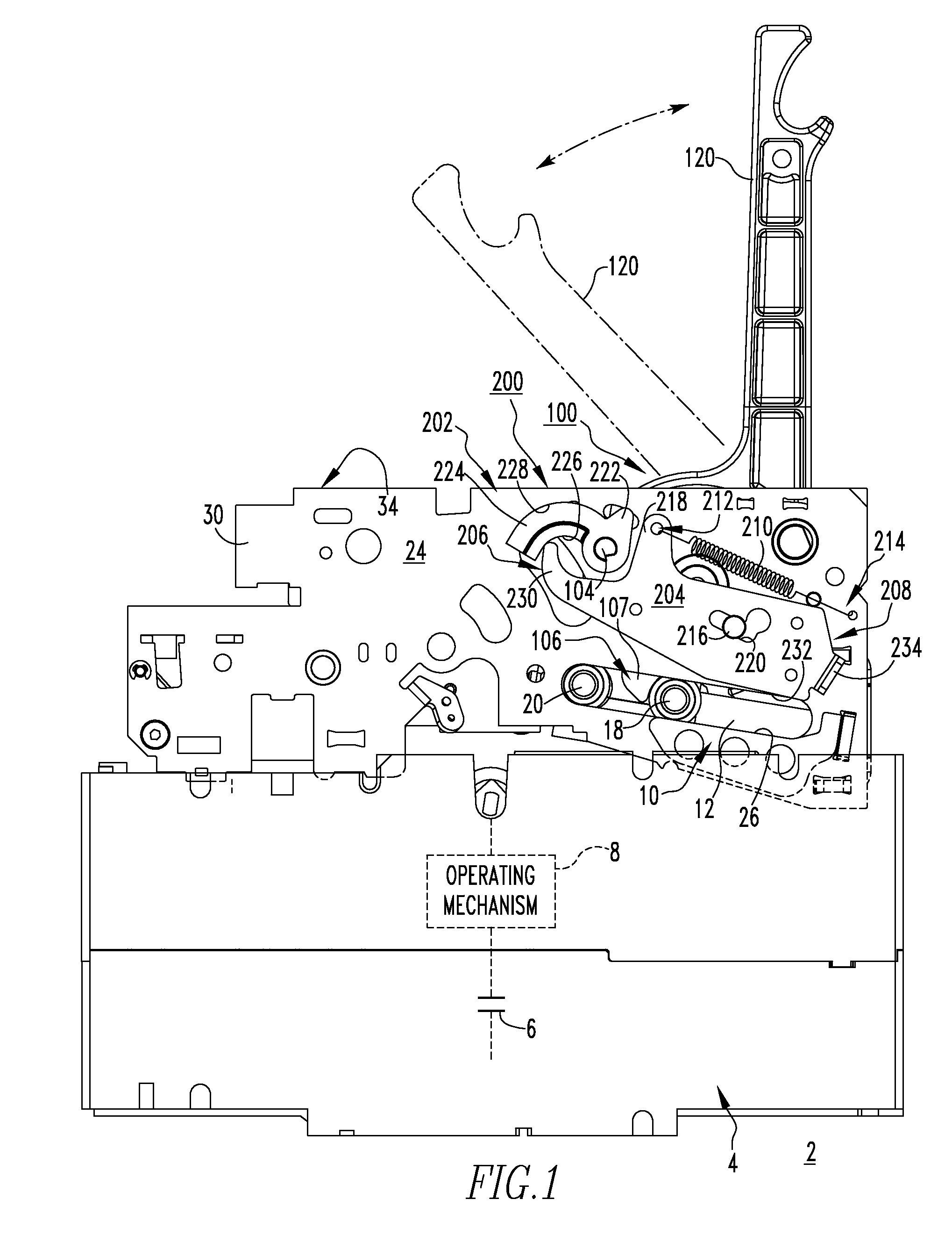 Electrical switching apparatus, and charging assembly and interlock assembly therefor