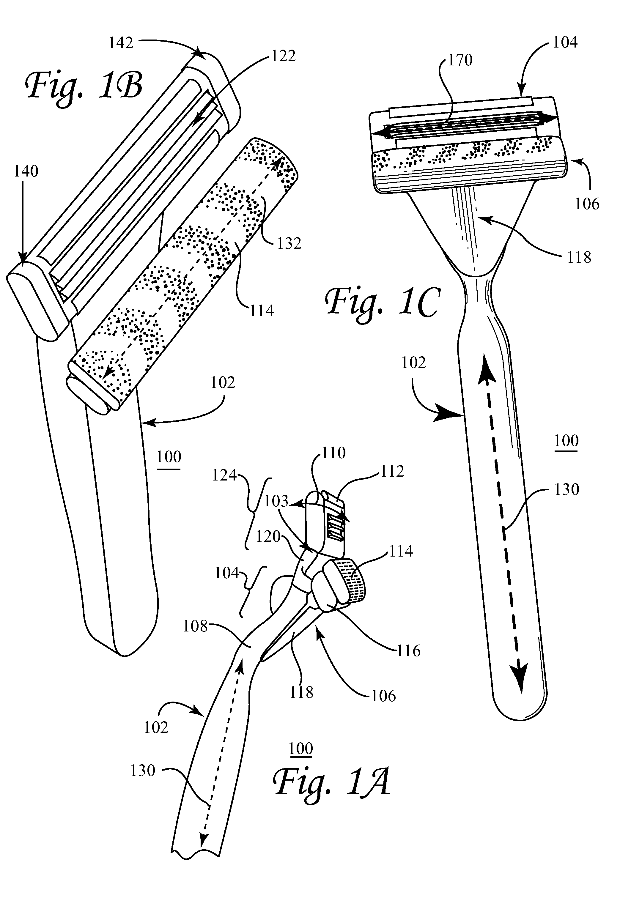 Shaving device with a pad