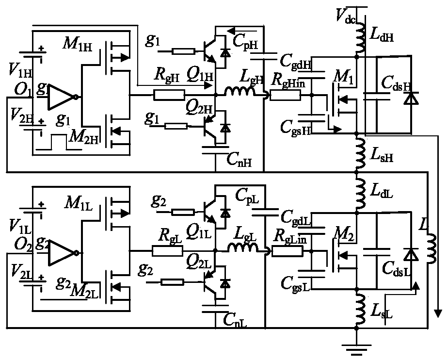 Drive circuit for suppressing gate crosstalk and oscillation of SiC MOSFET