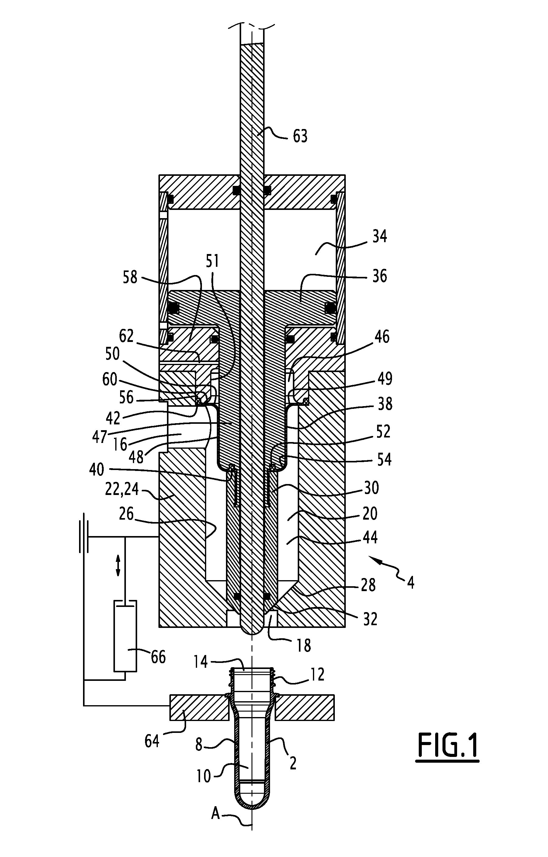 Injection device comprising at least one flexible diaphragm