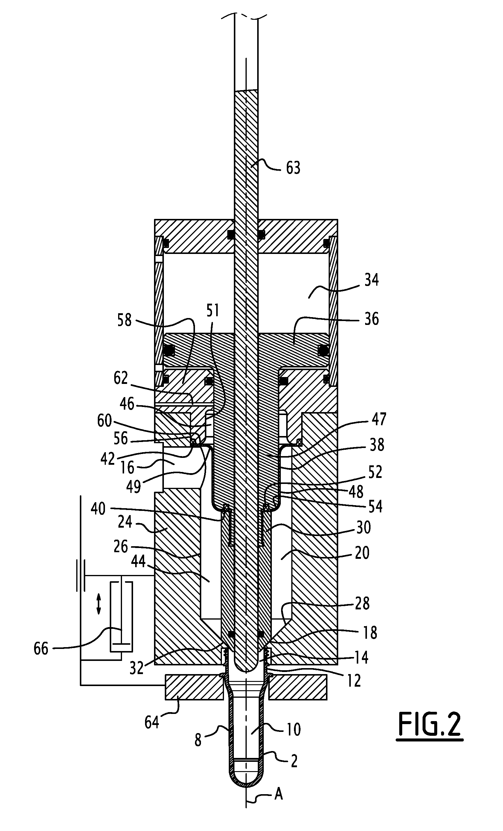 Injection device comprising at least one flexible diaphragm