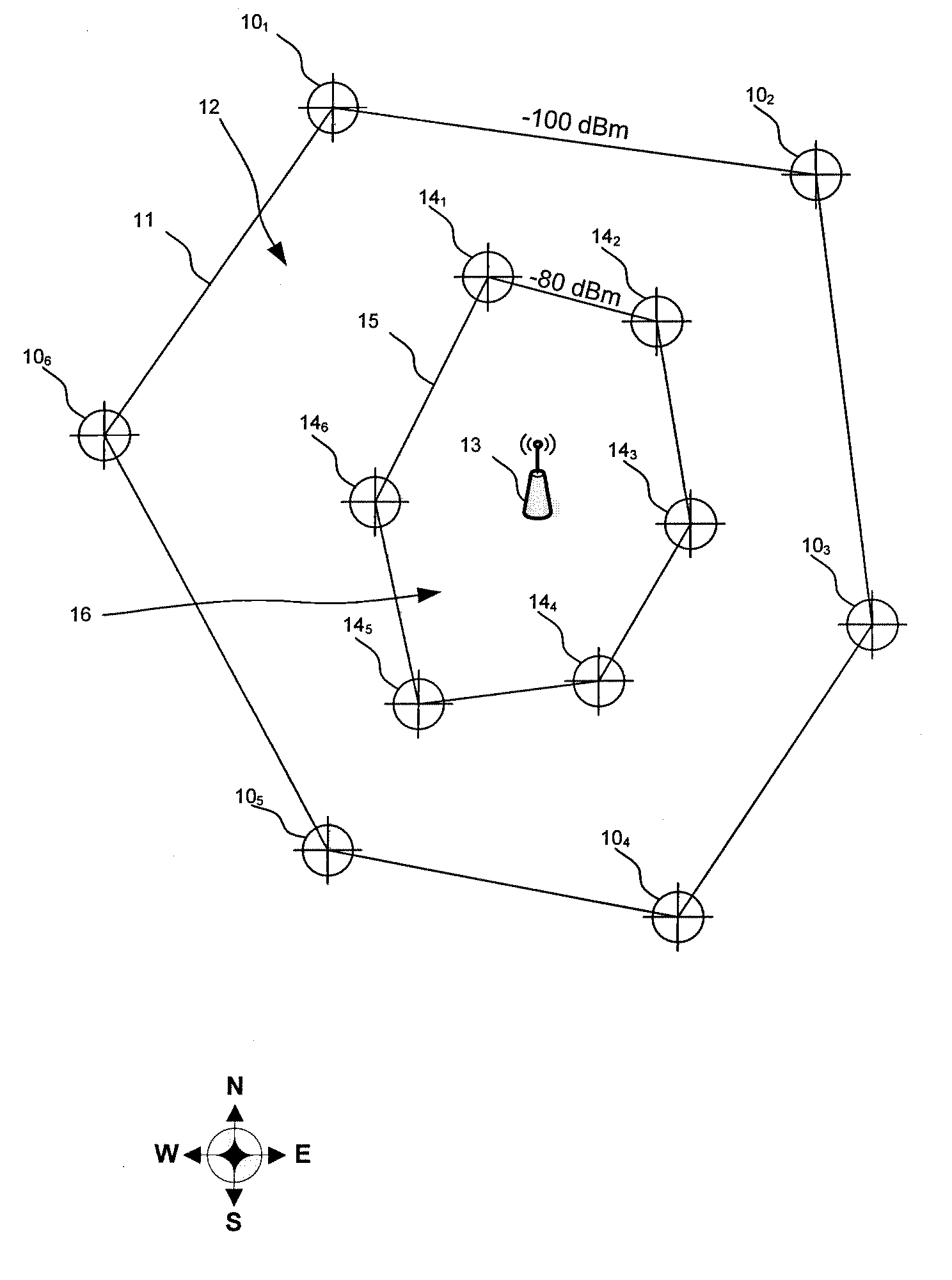 Cell id based positioning from cell intersections