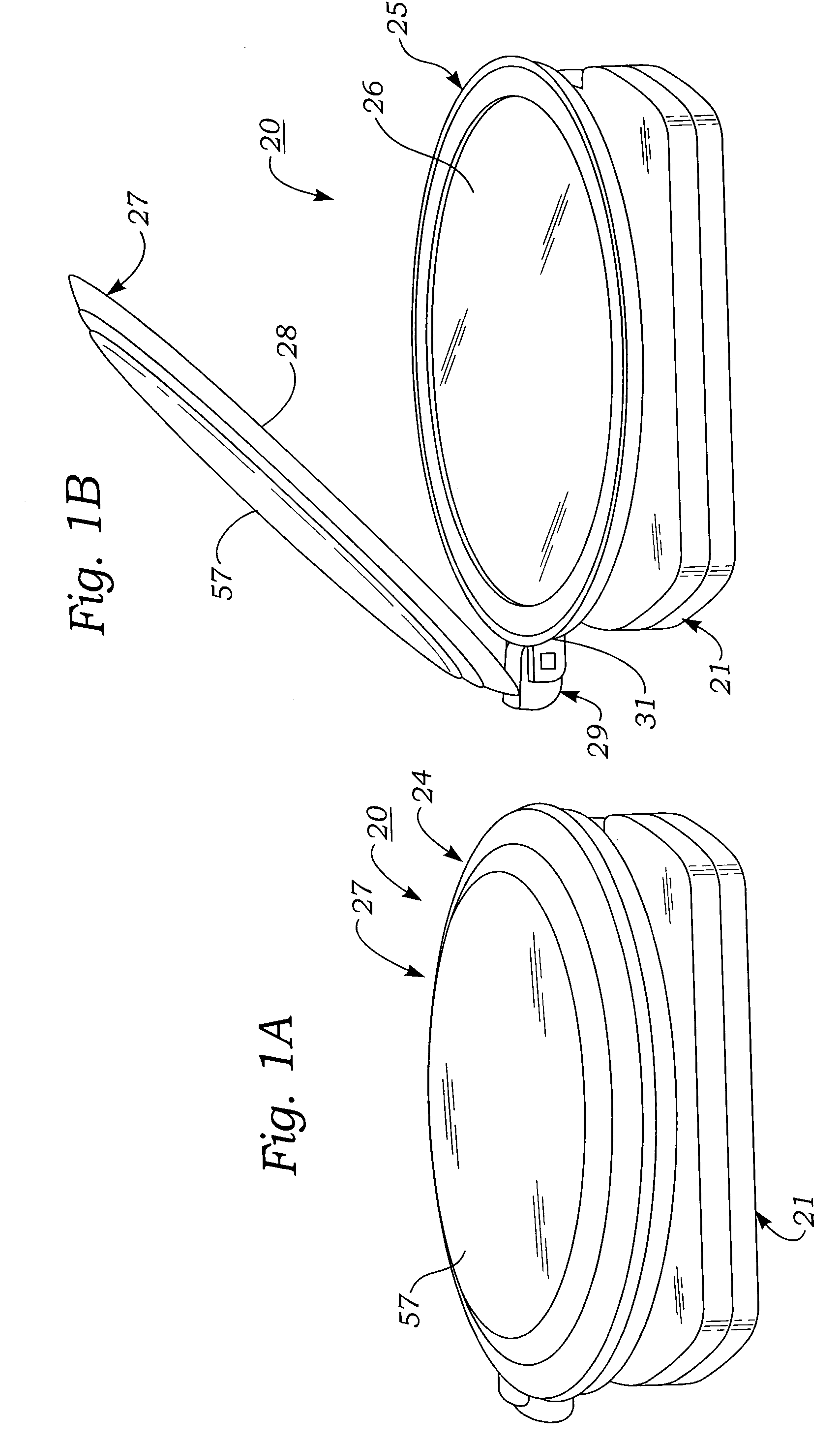 Dual magnification folding travel mirror with annular illuminator