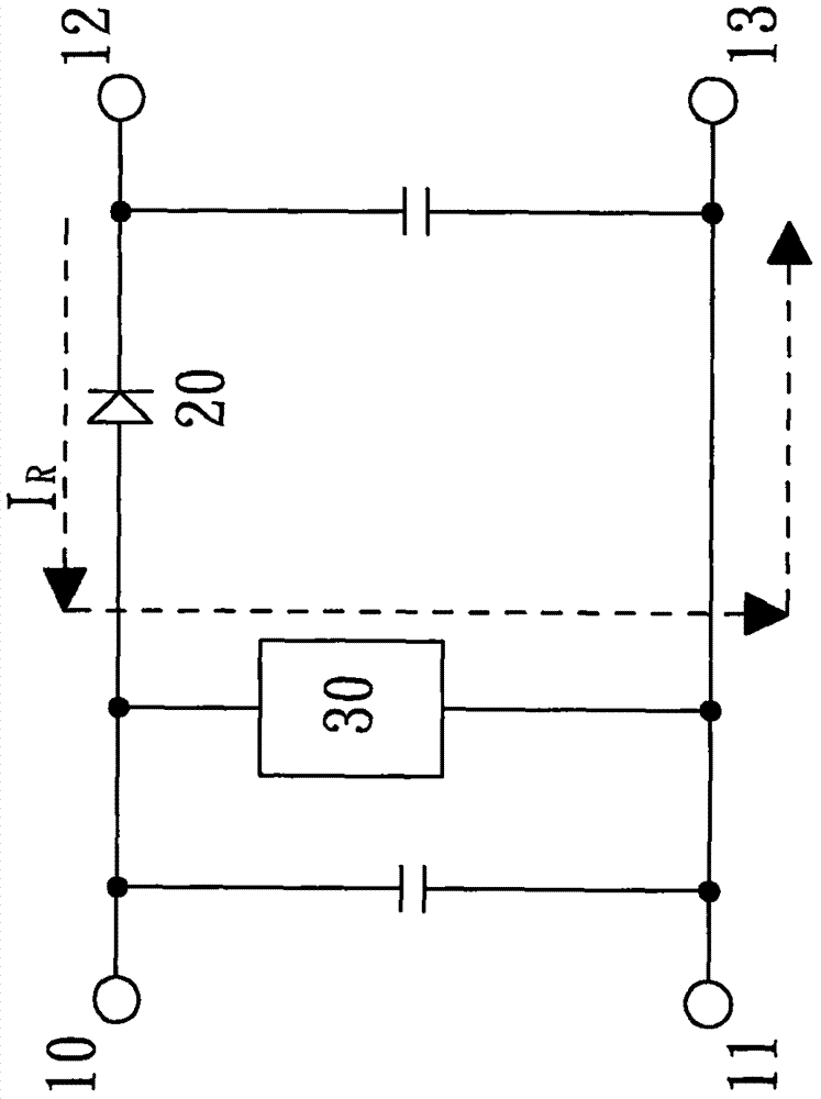 A leakage circuit for a diode reverse leakage current