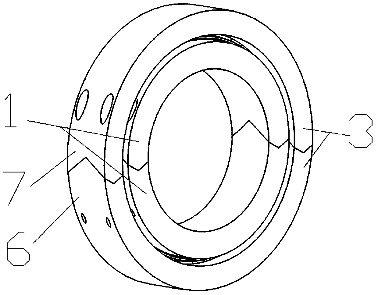 A half-ring coupling type precision rolling bearing