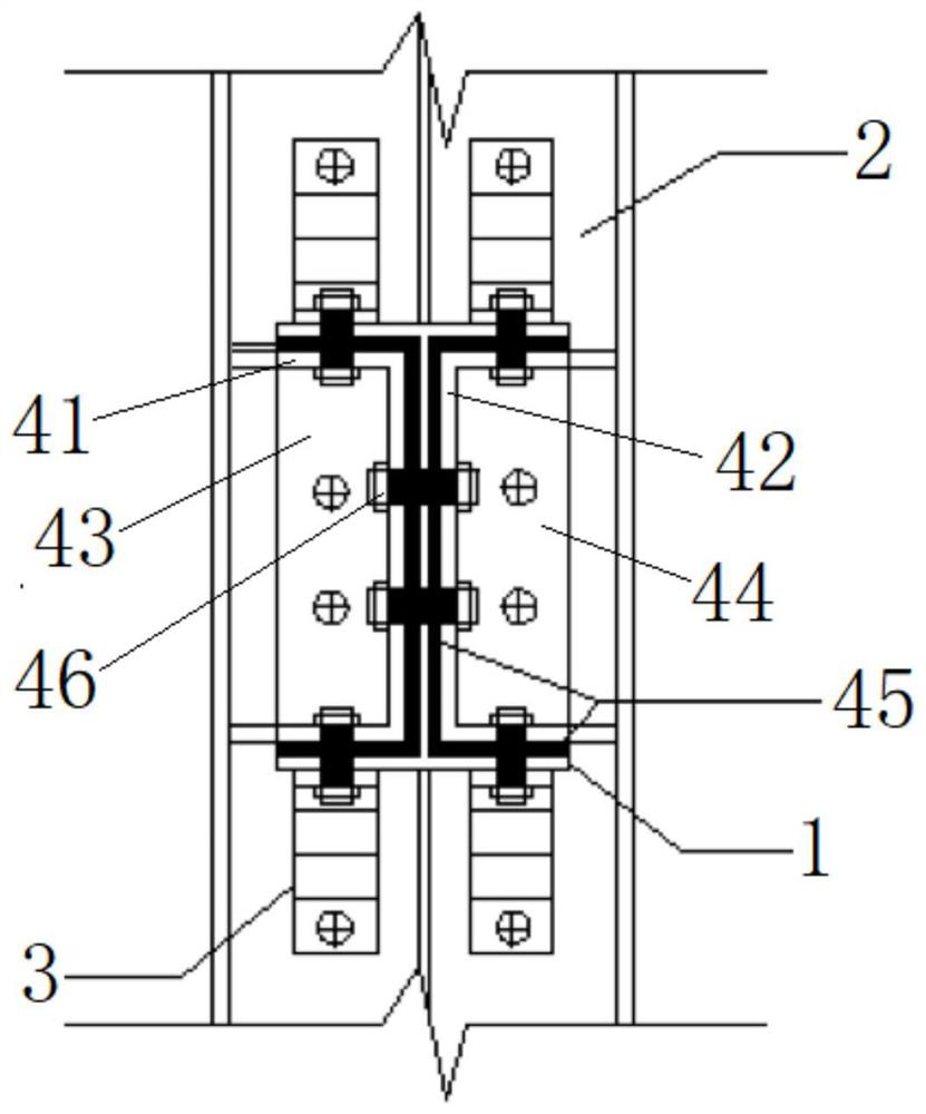 Self-resetting steel frame beam-middle column joint and construction method thereof