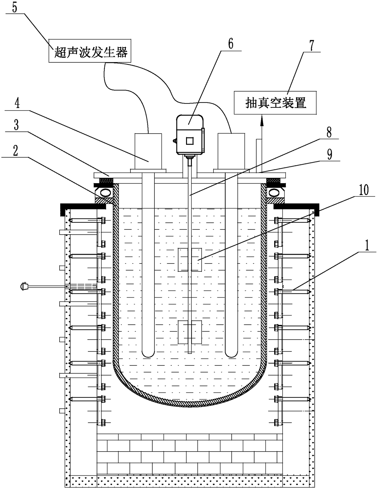 Device and method for ultrasonically refining magnesium alloy under vacuum conditions