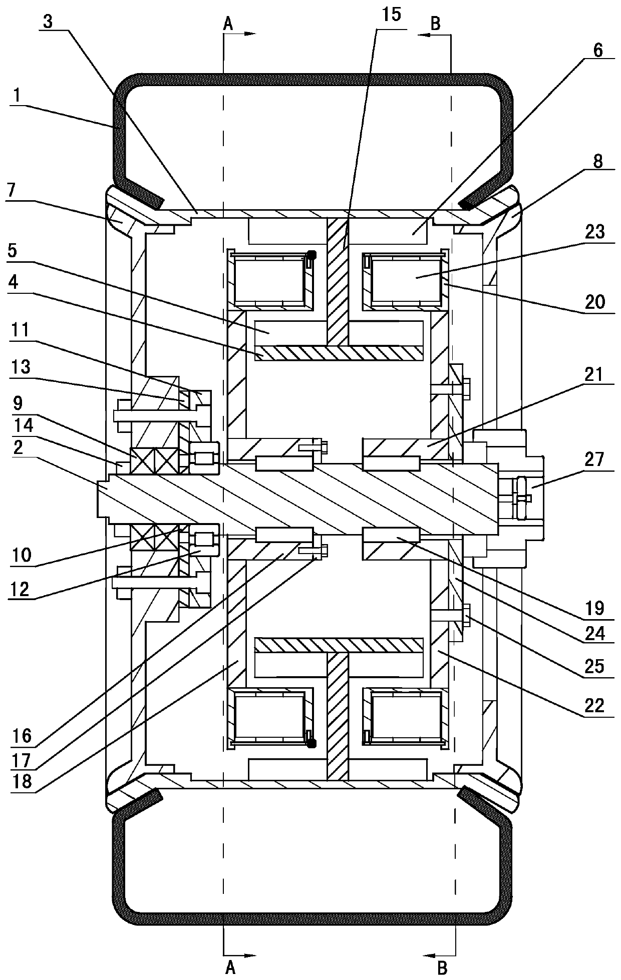 A hub motor drive wheel with braking device