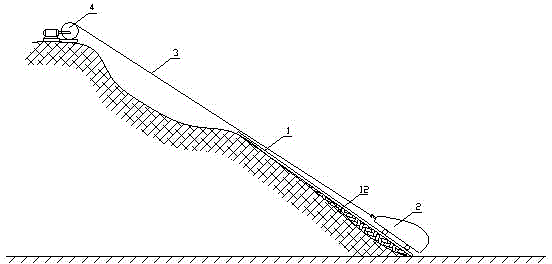 Construction material feeding and conveying method for slope construction