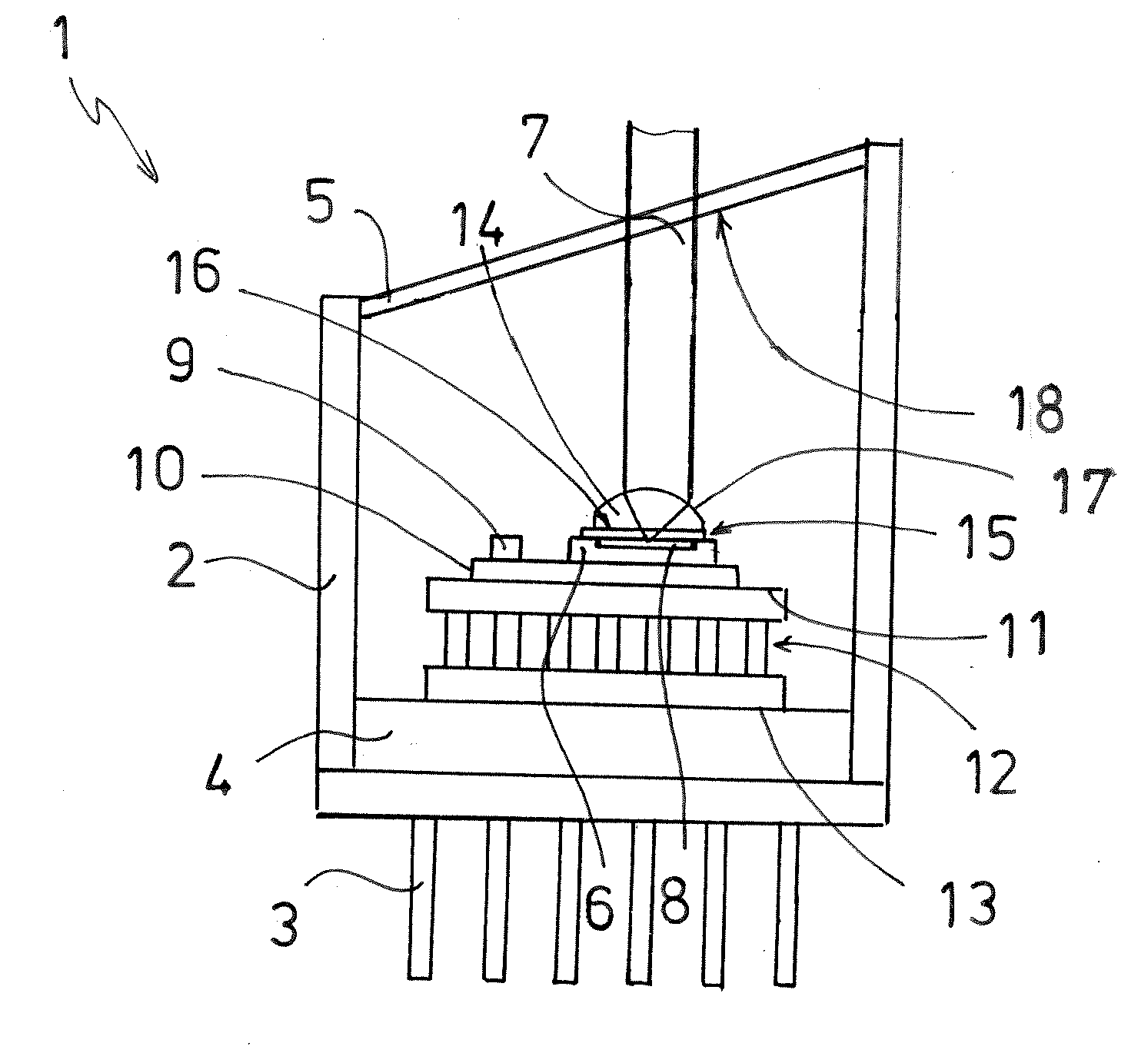Laser diode structure with integrated temperature-controlled beam shaping element and method for gas detection by means of a laser diode structure