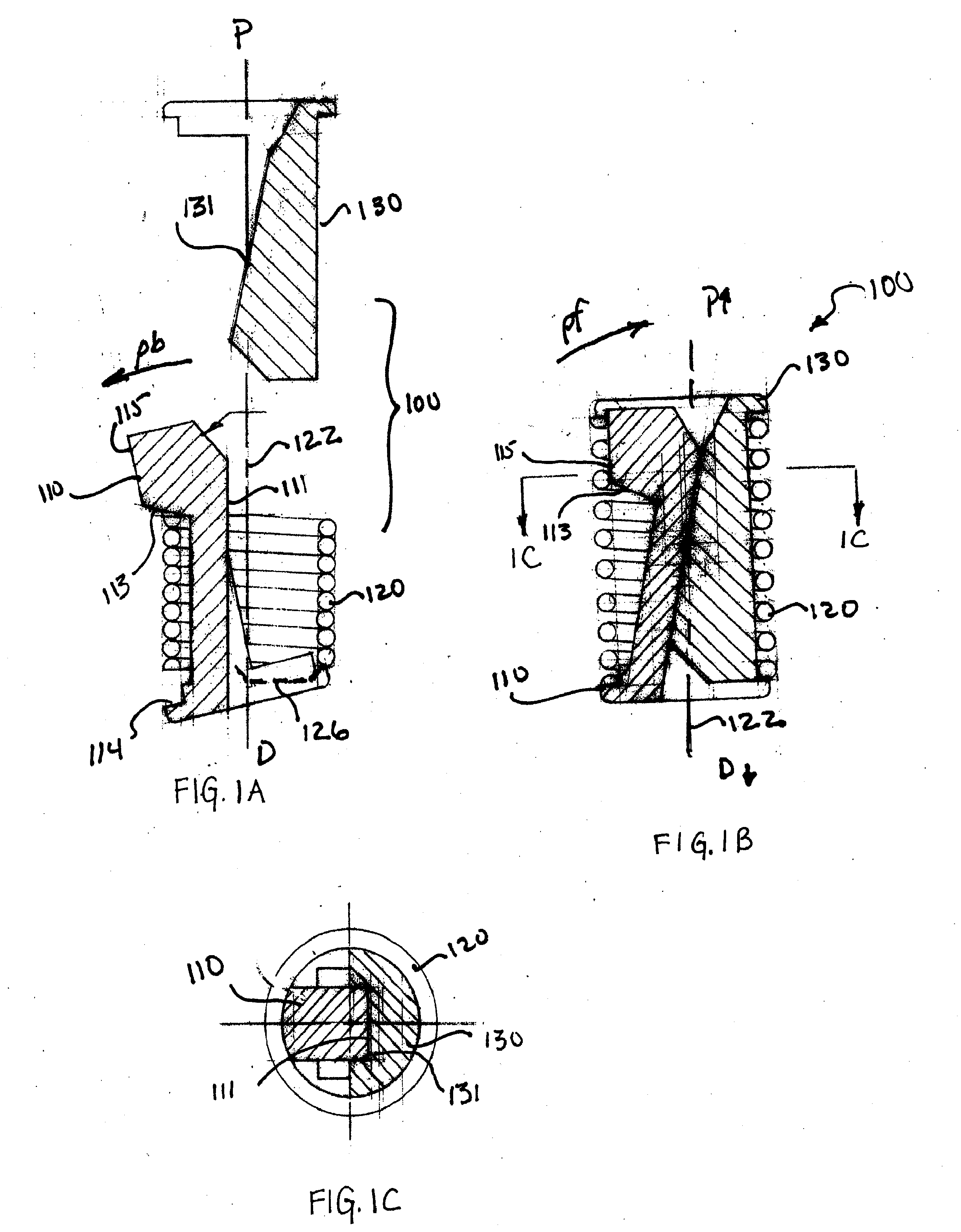 Wedge Operated Retainer Device And Methods