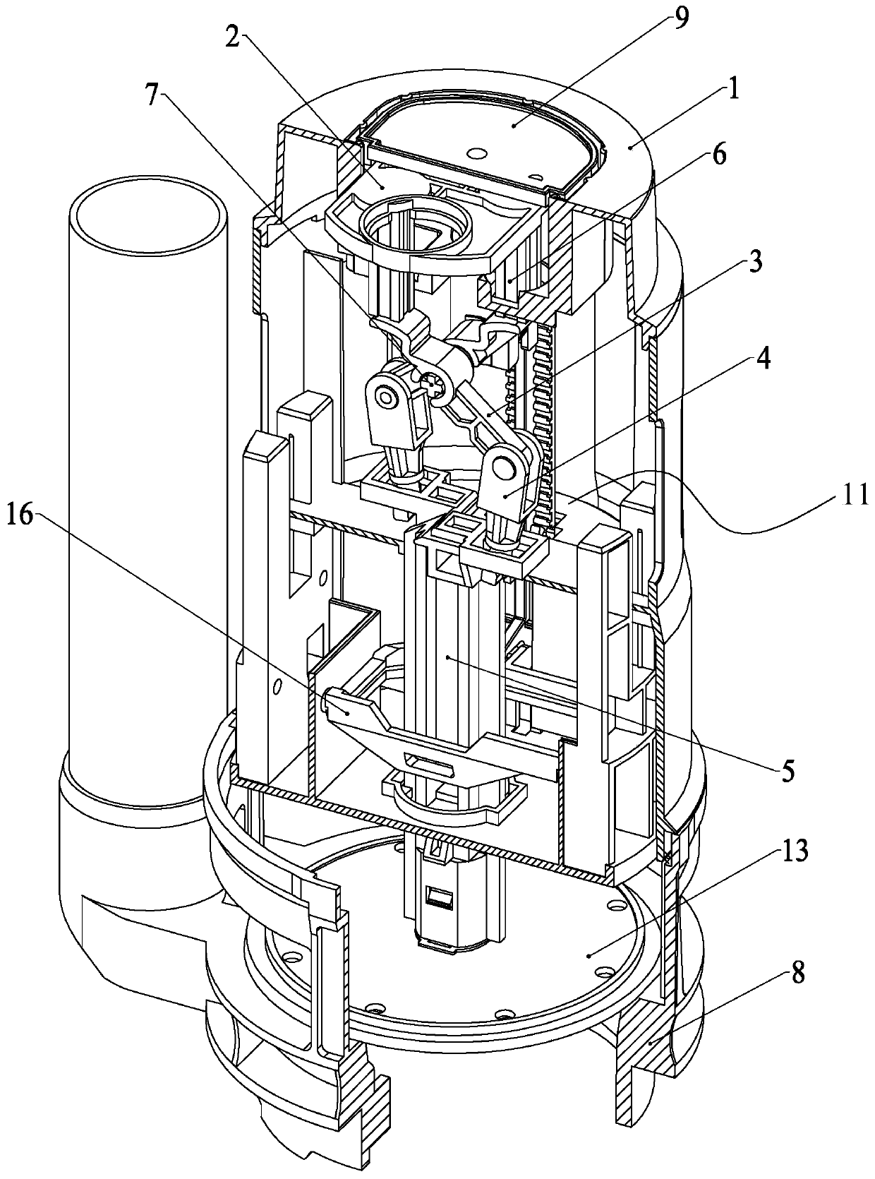 Low-friction labor-saving drain valve lifting mechanism and drain valve thereof