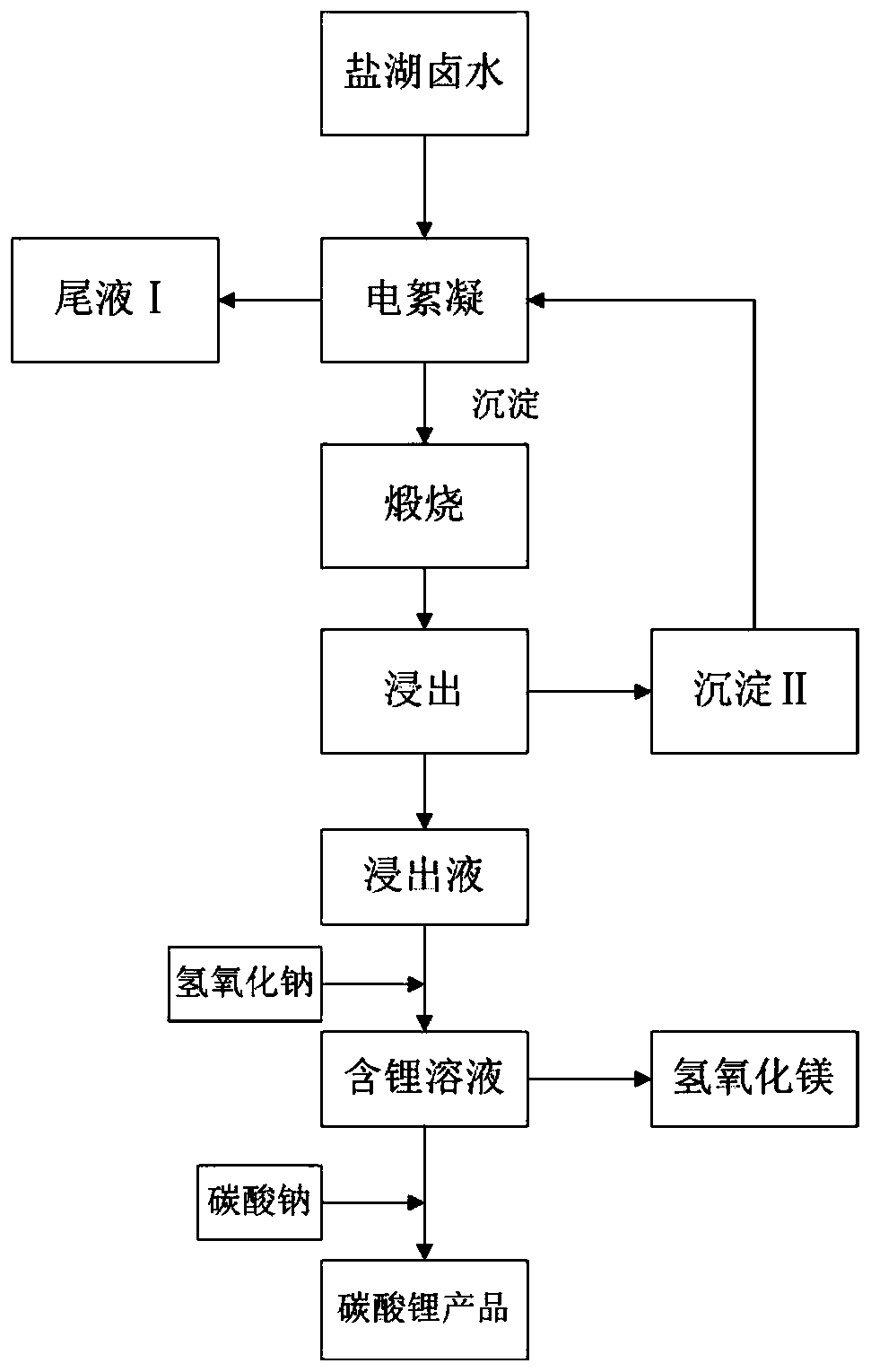 Method for extracting lithium resource from salt lake brine through electric flocculation