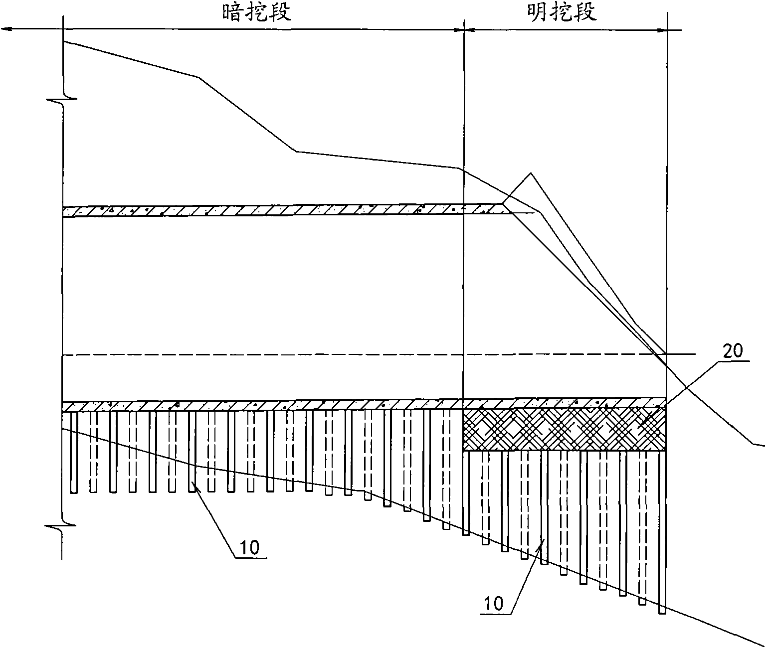 High speed railway collapsible loess tunnel foundation base configuration