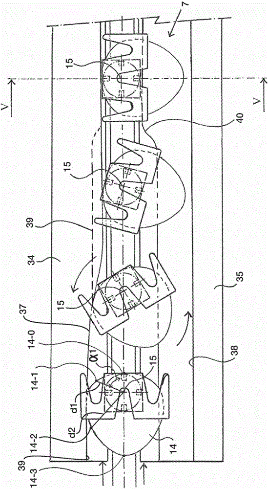 Device and method for changing the orientation of slaughter products