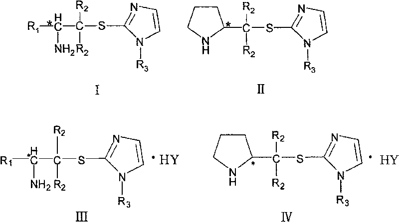 Chiral amine protonic acid salt containing imidazole sulfur ether structure and preparation method and usage thereof