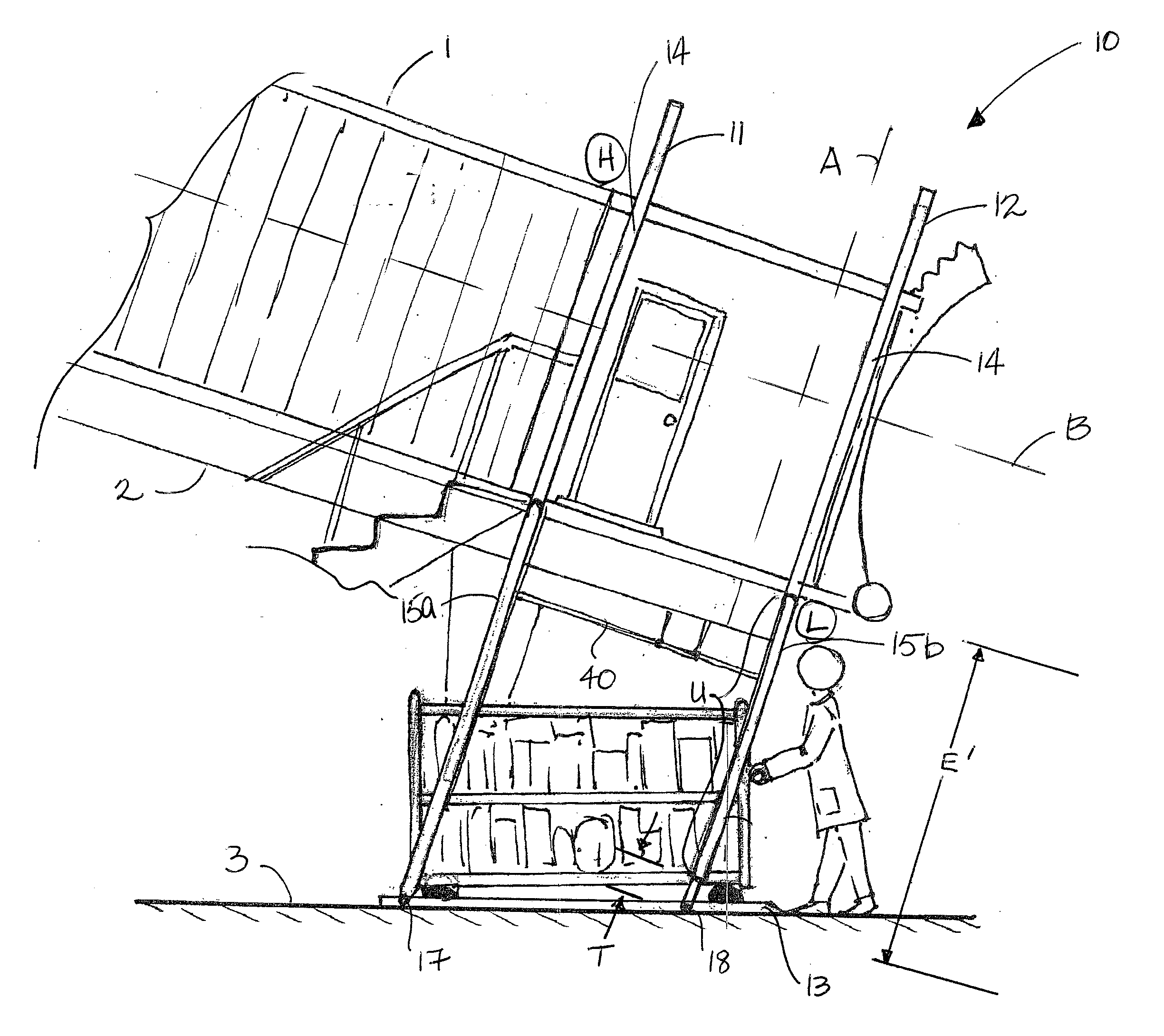 Automatic baggage lift leveling and lift system and apparatus for supporting same from a moveable structure such as a jet bridge