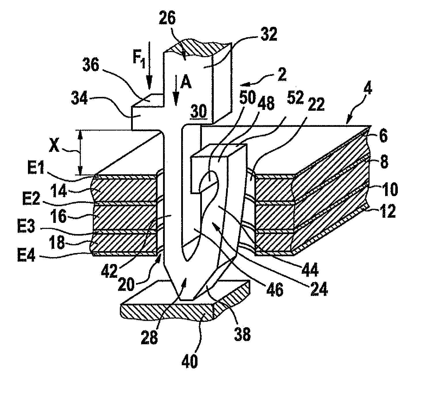 Pin for insertion into a receiving opening in a printed circuit board and method for inserting a pin into a receiving opening in a printed circuit board