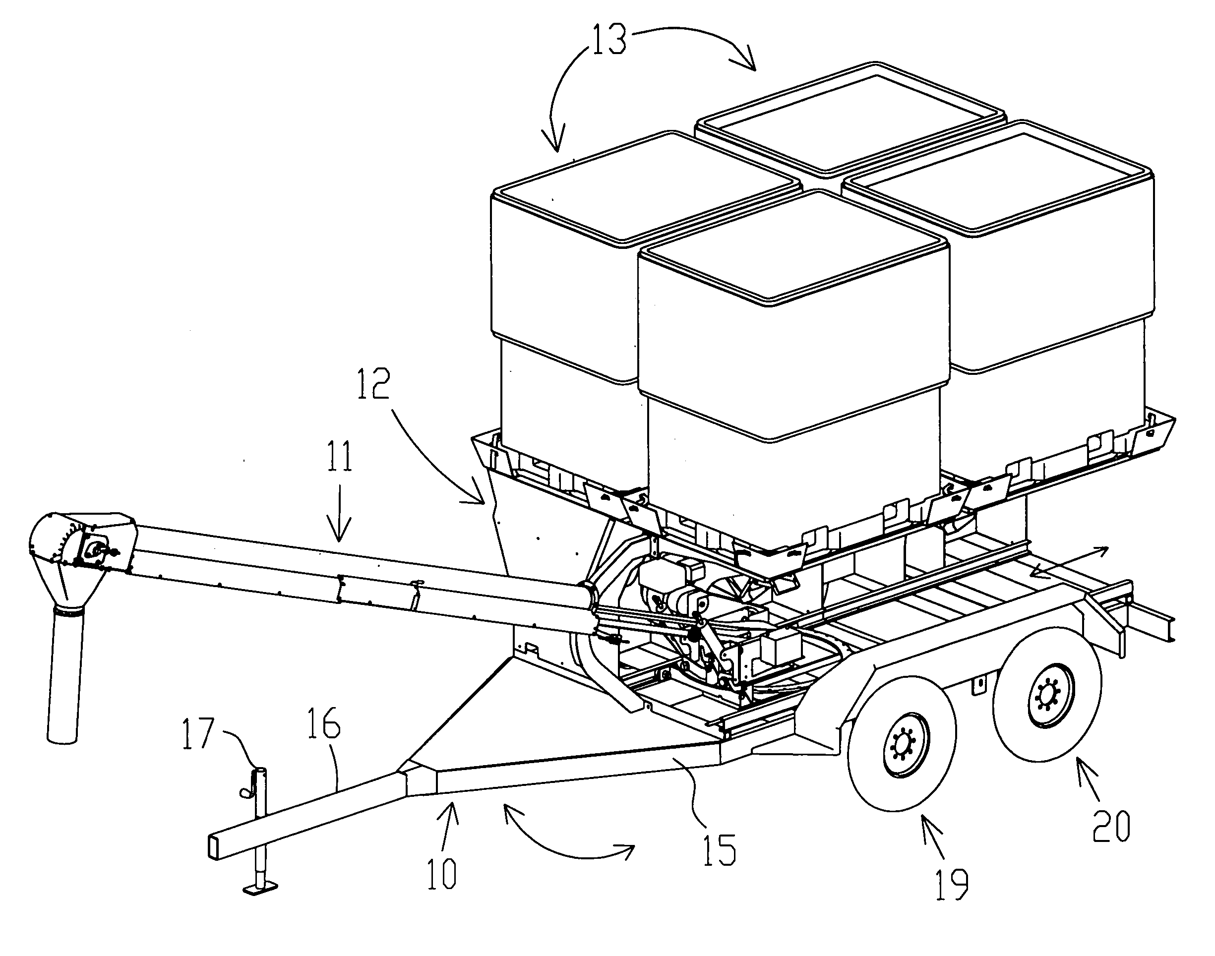 Agricultural seed tender with modular storage containers