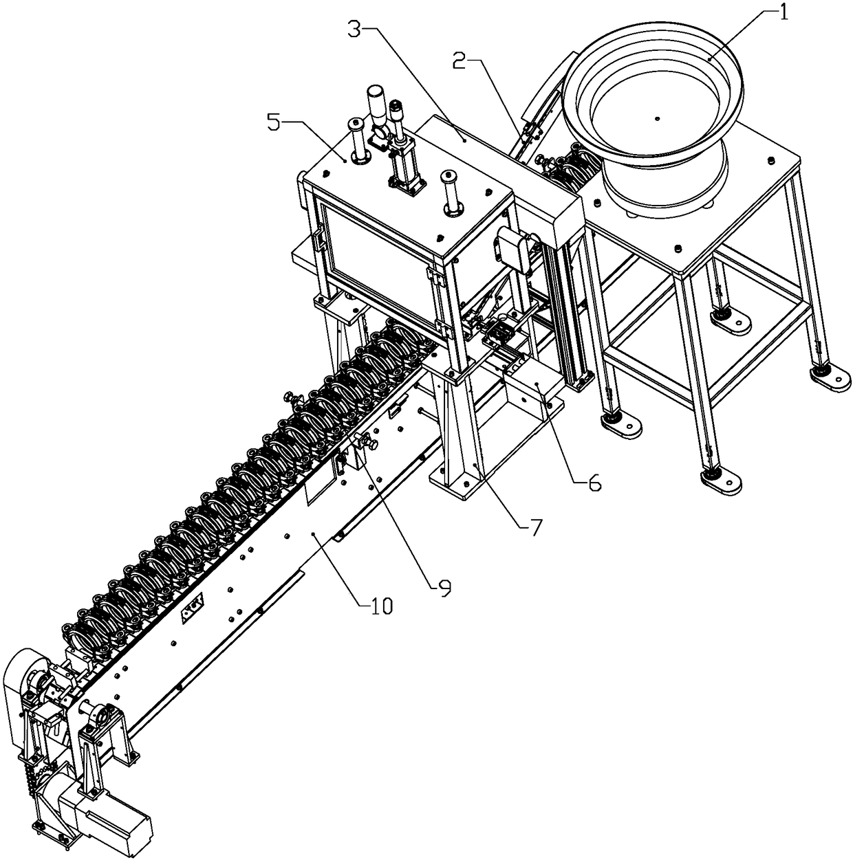 Automatic bolt distributing and feeding mechanism