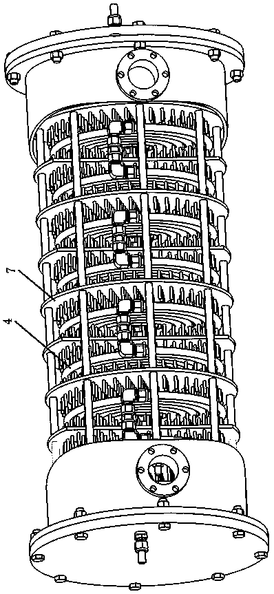 Sheet-like series shell-and-tube type heat exchanger