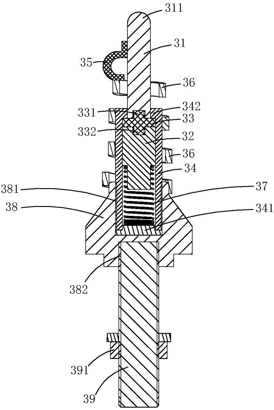 Lower discharge piece used for gap lightning protection