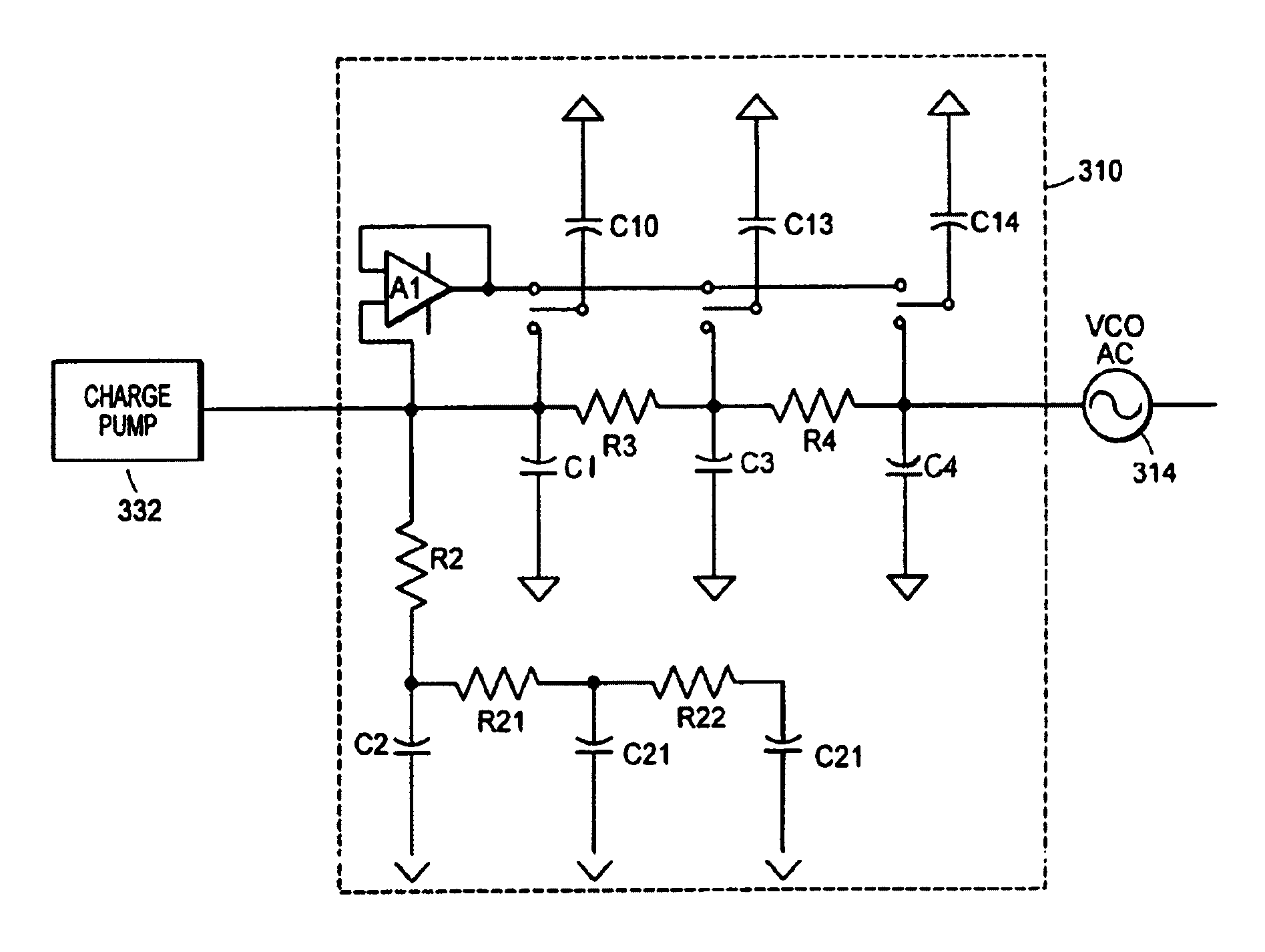 Phase-locked loop filter with out of band rejection in low bandwidth mode