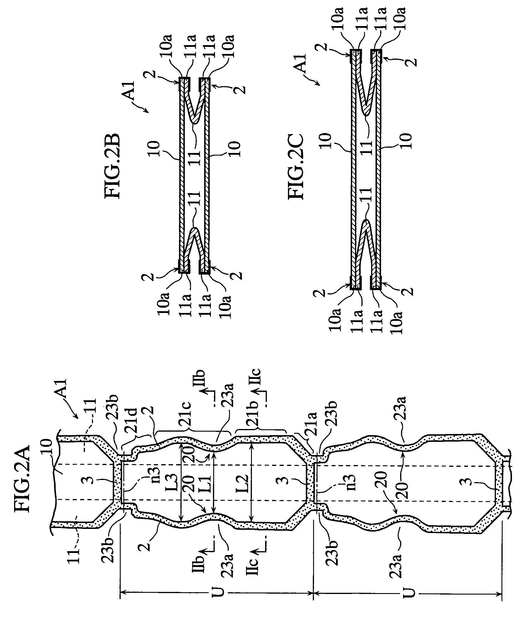 Long packaging material for manufacturing pouch