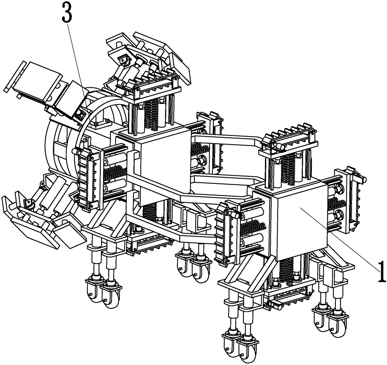 A uniformly supported walking type petroleum pipeline inner wall drying equipment