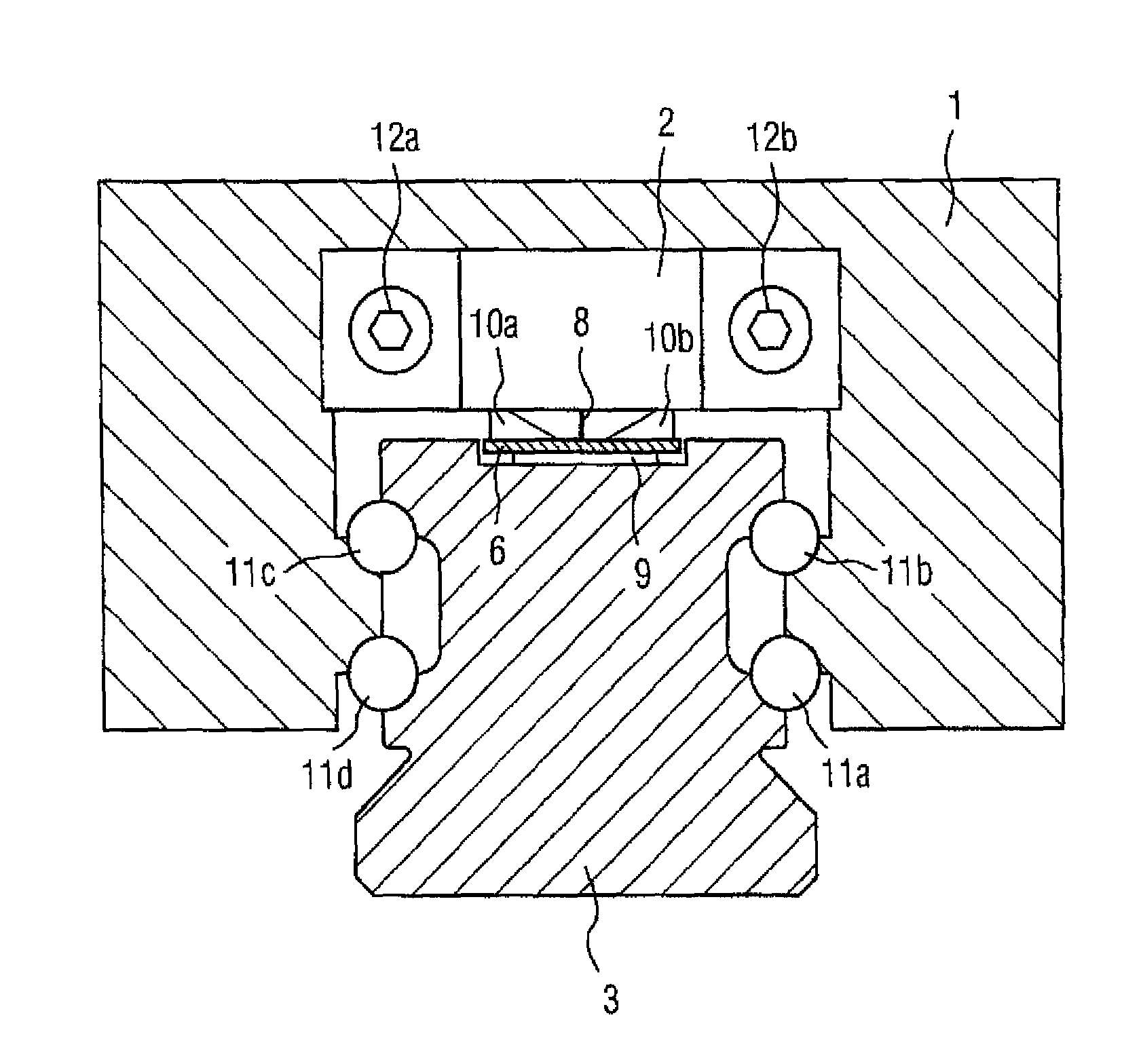 Guiding device with measuring scale for guiding a moveable machine element of a machine
