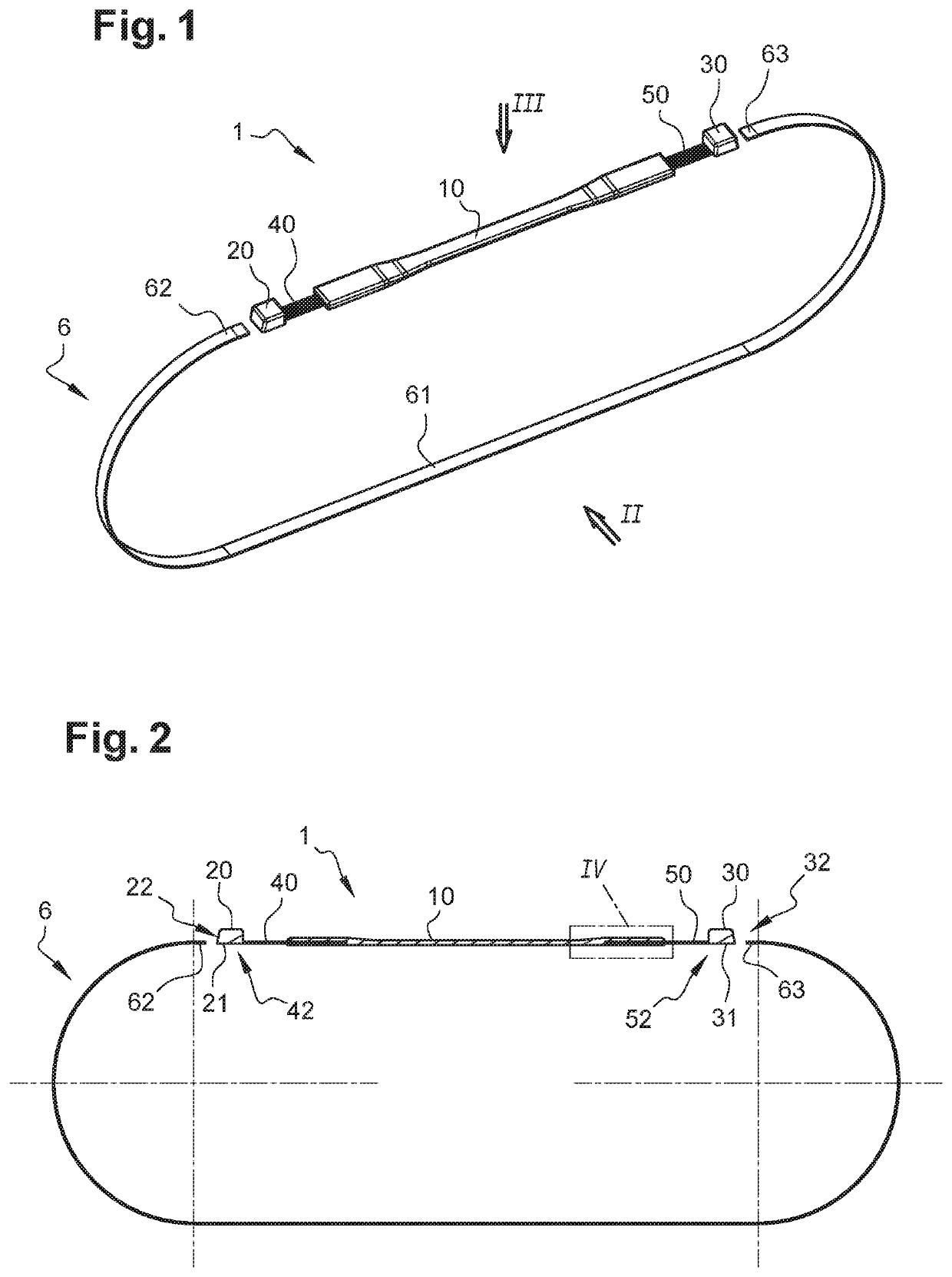 Device for securing an element on a pipe, securing system, installation and implementation method