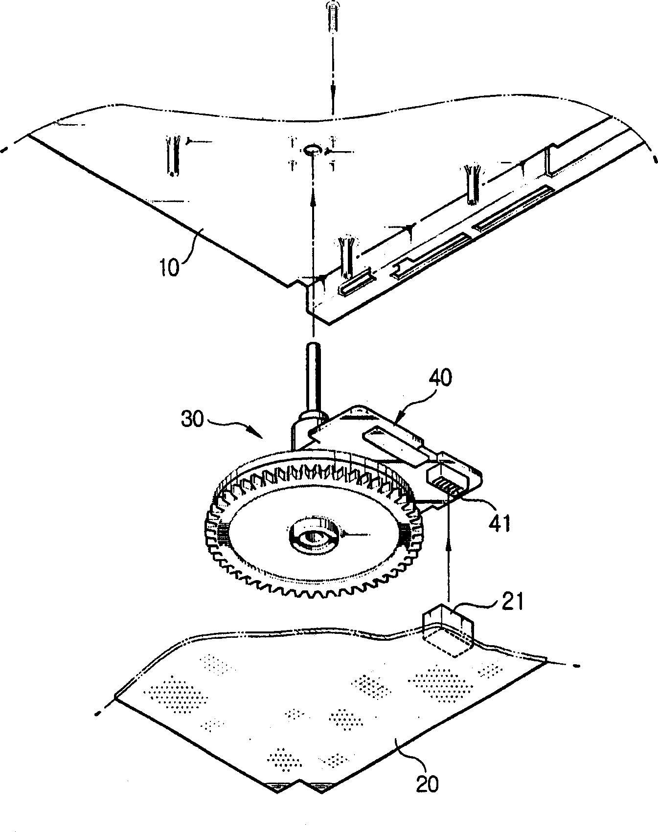 Connecting mechanism of tape drive wheel electric machine for tape recorder